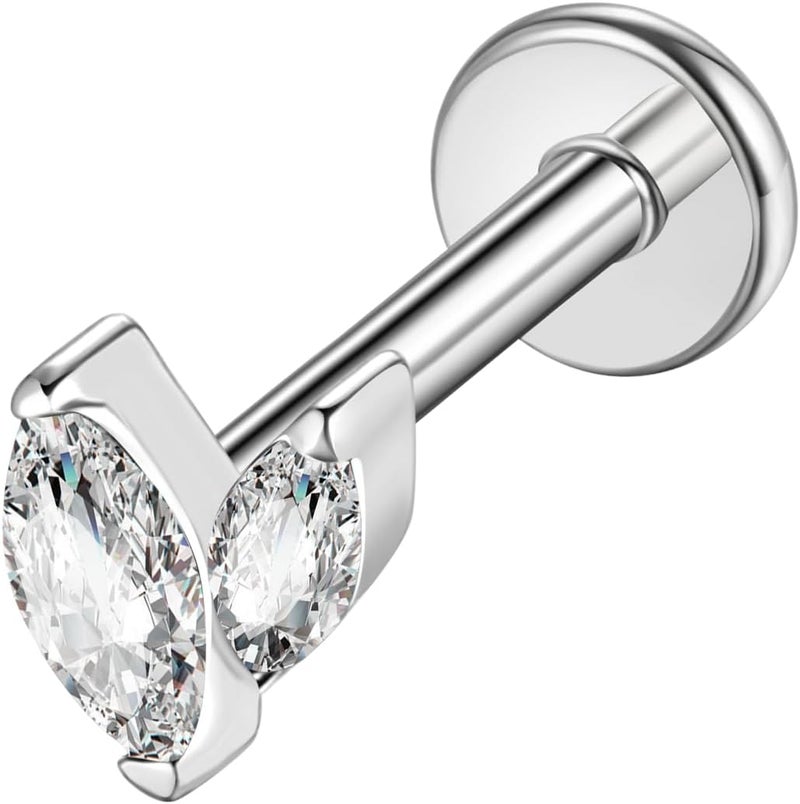 TOMIDES G23 Titanium Flat Back Earrings Studs 16g F136 Implant Grade Titanium Labrets Press Fit Threadless Push In Dainty Cartilage Helix Conch Lobe Lip Tragus Piercing Jewelry - Image 1